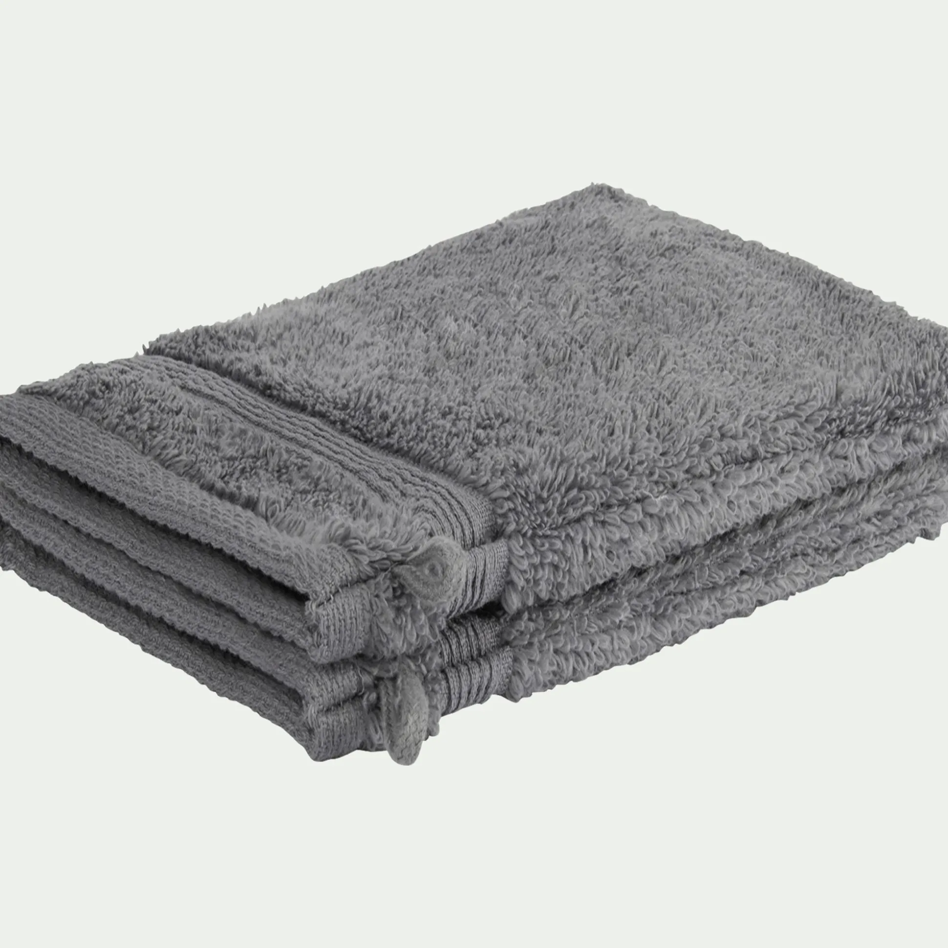 Lot de 2 gants de toilette bouclette en coton - gris anthracite