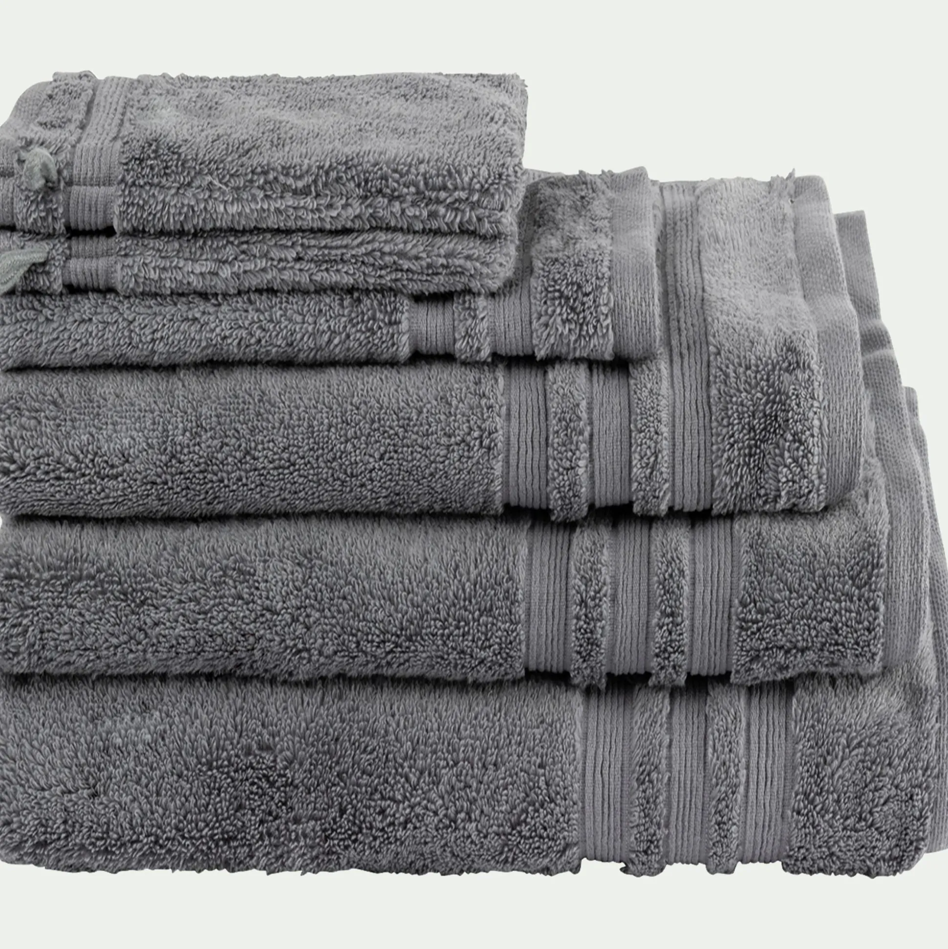 Lot de 2 gants de toilette bouclette en coton - gris anthracite