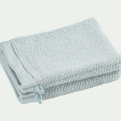 Lot de 2 gants de toilette en coton bio - bleu 16x21cm