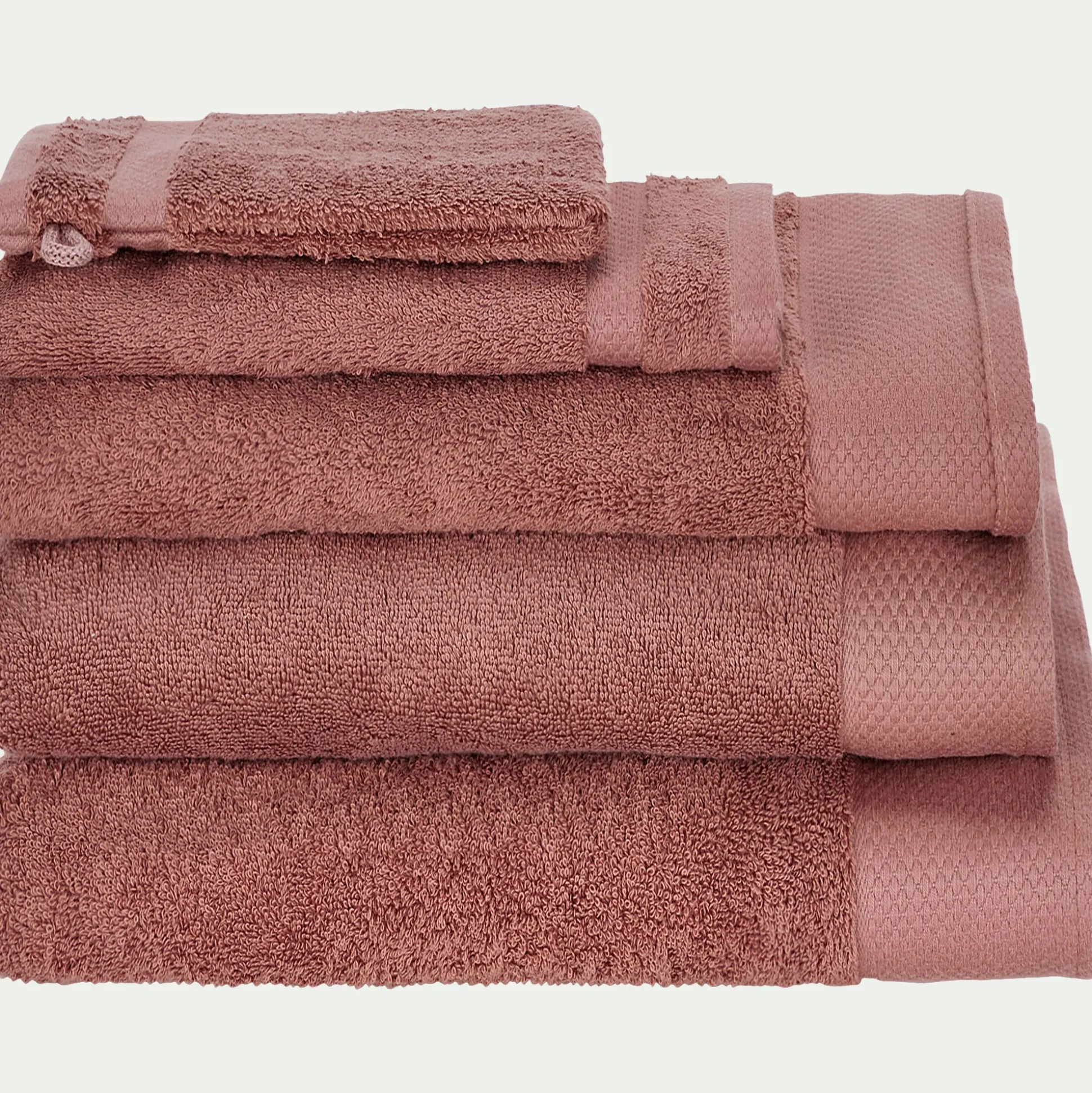 Lot de 2 gants de toilette en coton peigné - brun rhassoul