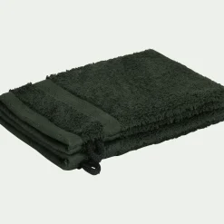 Lot de 2 gants de toilette en coton peigné - vert cèdre