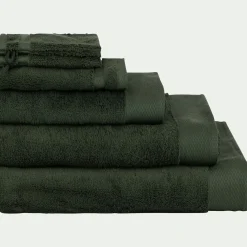 Lot de 2 gants de toilette en coton peigné - vert cèdre