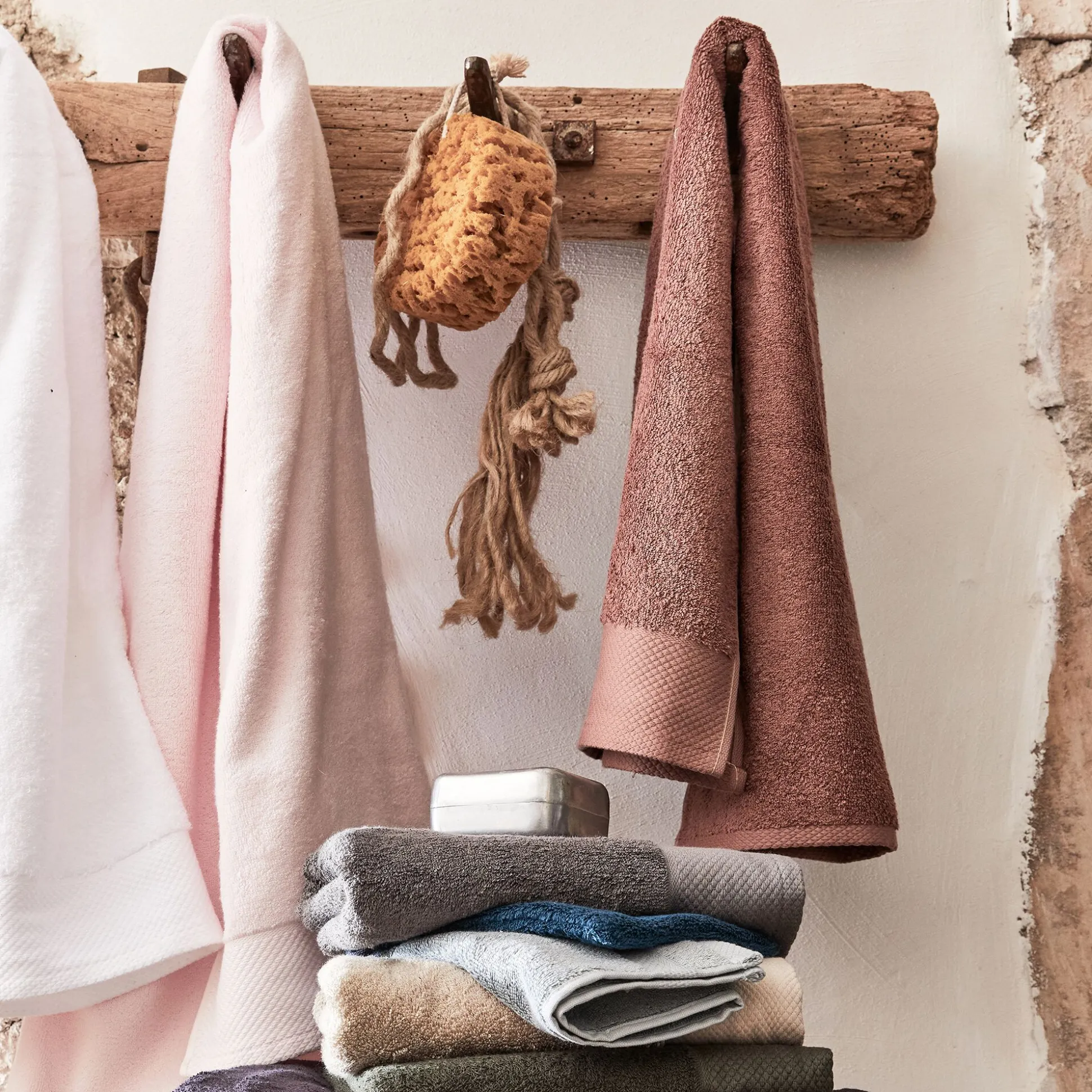 Lot de 2 gants de toilette en coton peigné - rose simos