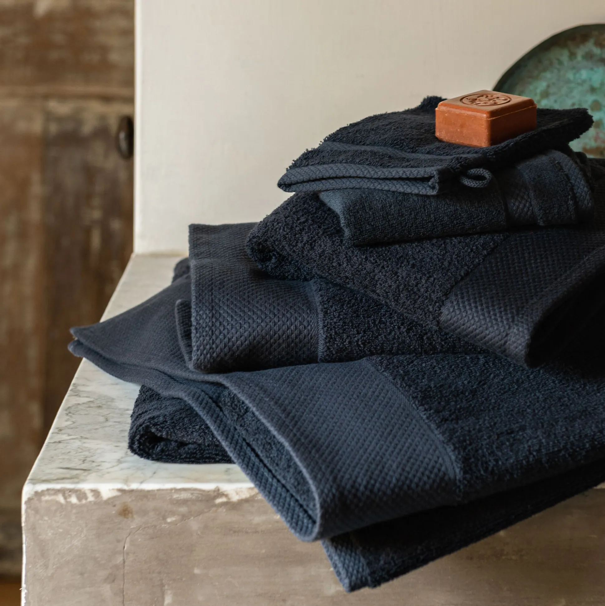 Lot de 2 gants de toilette en coton peigné - gris