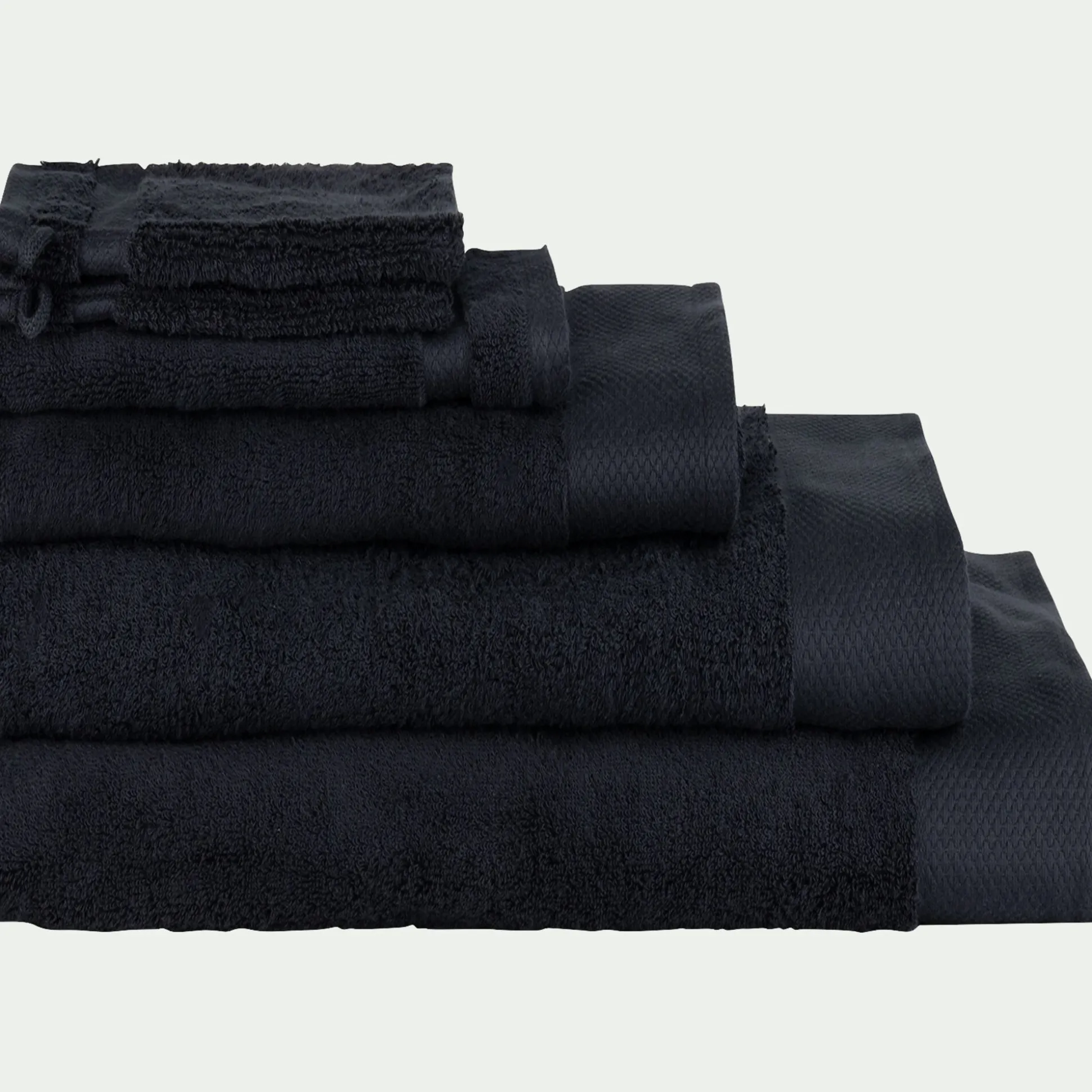 Lot de 2 gants de toilette en coton peigné - gris