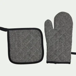 Lot de manique et gant - gris anthracite