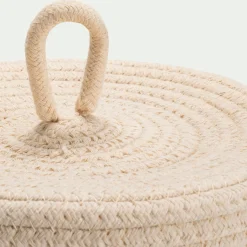 Lot de 2 paniers ronds en tissu - beige