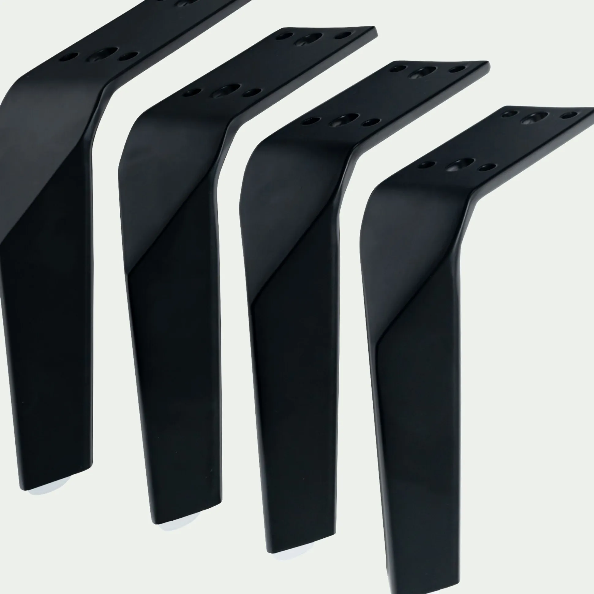 Lot de 4 pieds de sommier en métal H15cm - noir