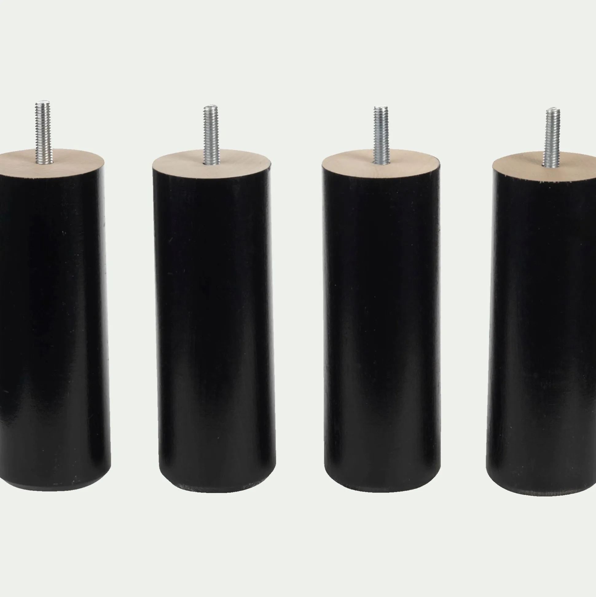 Lot de 4 pieds de sommier H20 cm - noir