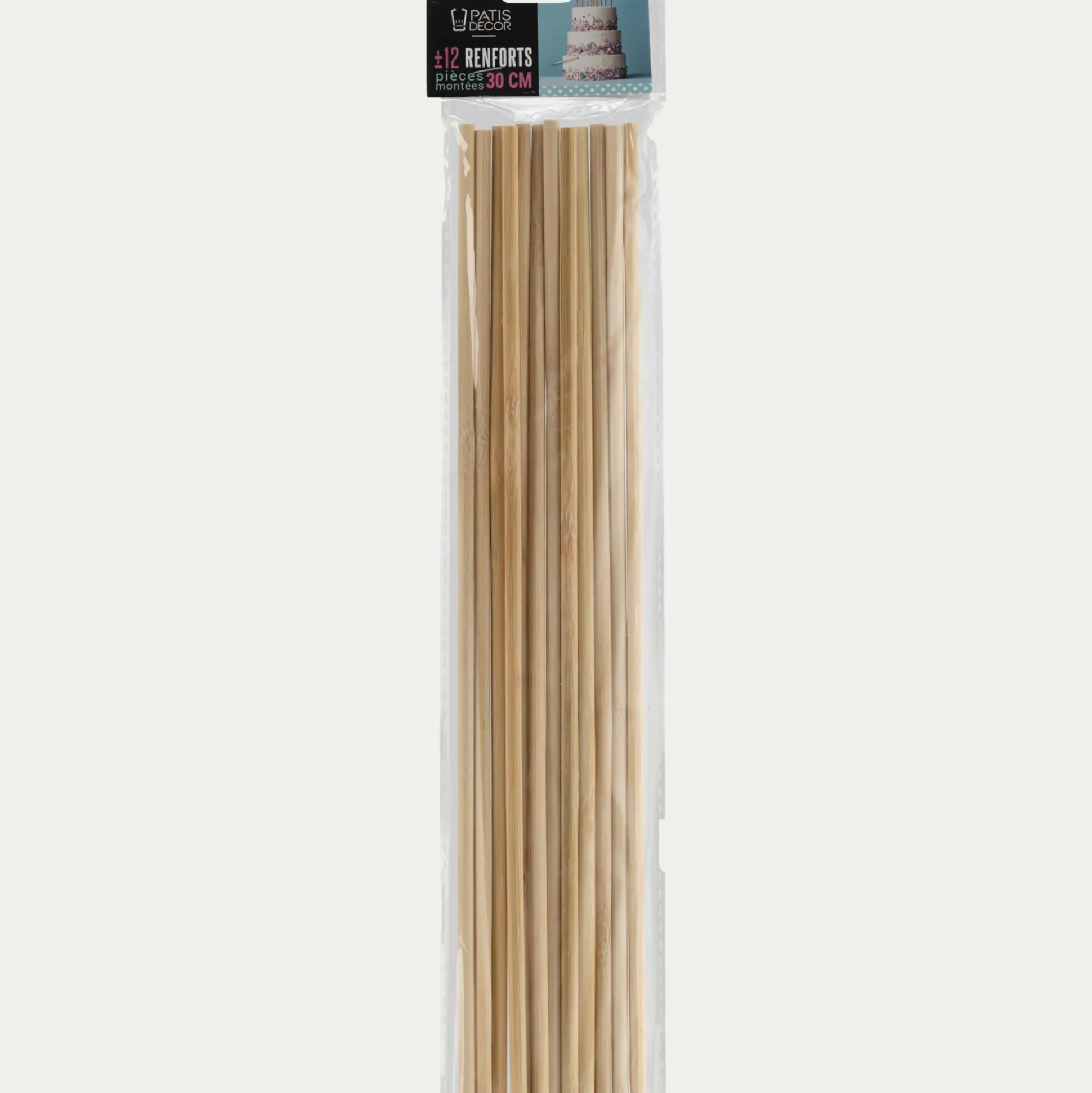Lot de 12 renforts à pièce montée en bois L30 cm - naturel