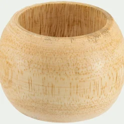 Lot de 4 ronds de serviette en bois de manguier - naturel