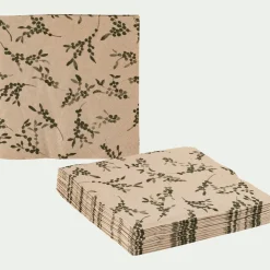 Lot de 20 serviettes en papier motif à fleurs 33x33cm - beige alpilles