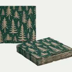 Lot de 20 serviettes en papier motif sapin 33x33cm - vert