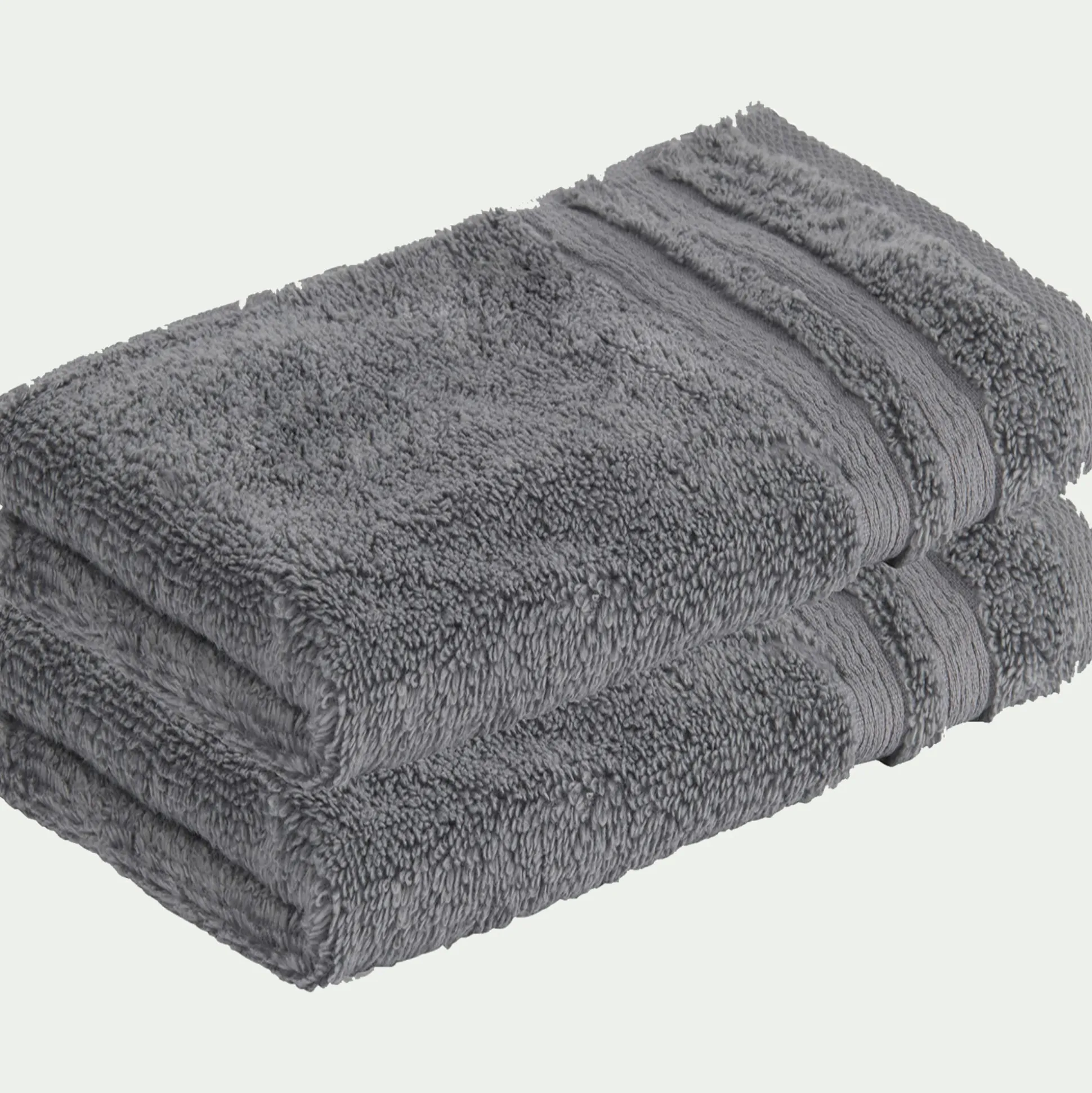 Lot de 2 serviettes invité bouclette en coton - gris anthracite 30x50cm
