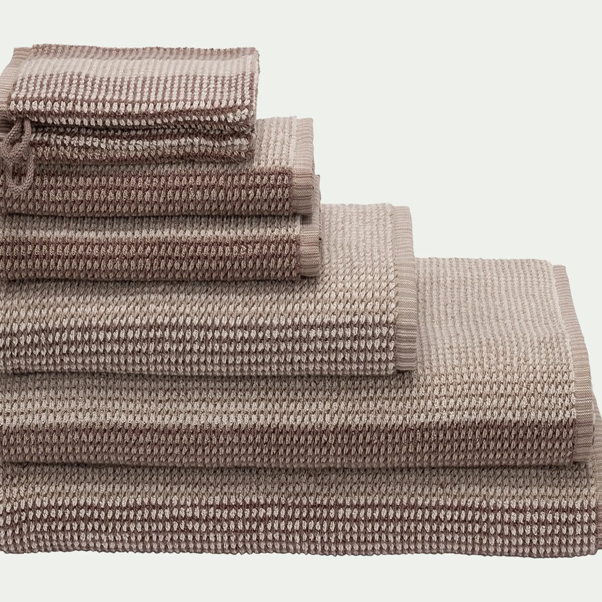 Lot de 2 serviettes invité bouclette jacquard en coton - beige alpilles 30x50cm