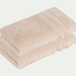Lot de 2 serviettes invité bouclette en coton - rose grège 30x50cm