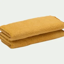 Lot de 2 serviettes invité en coton 30x50cm - jaune blé
