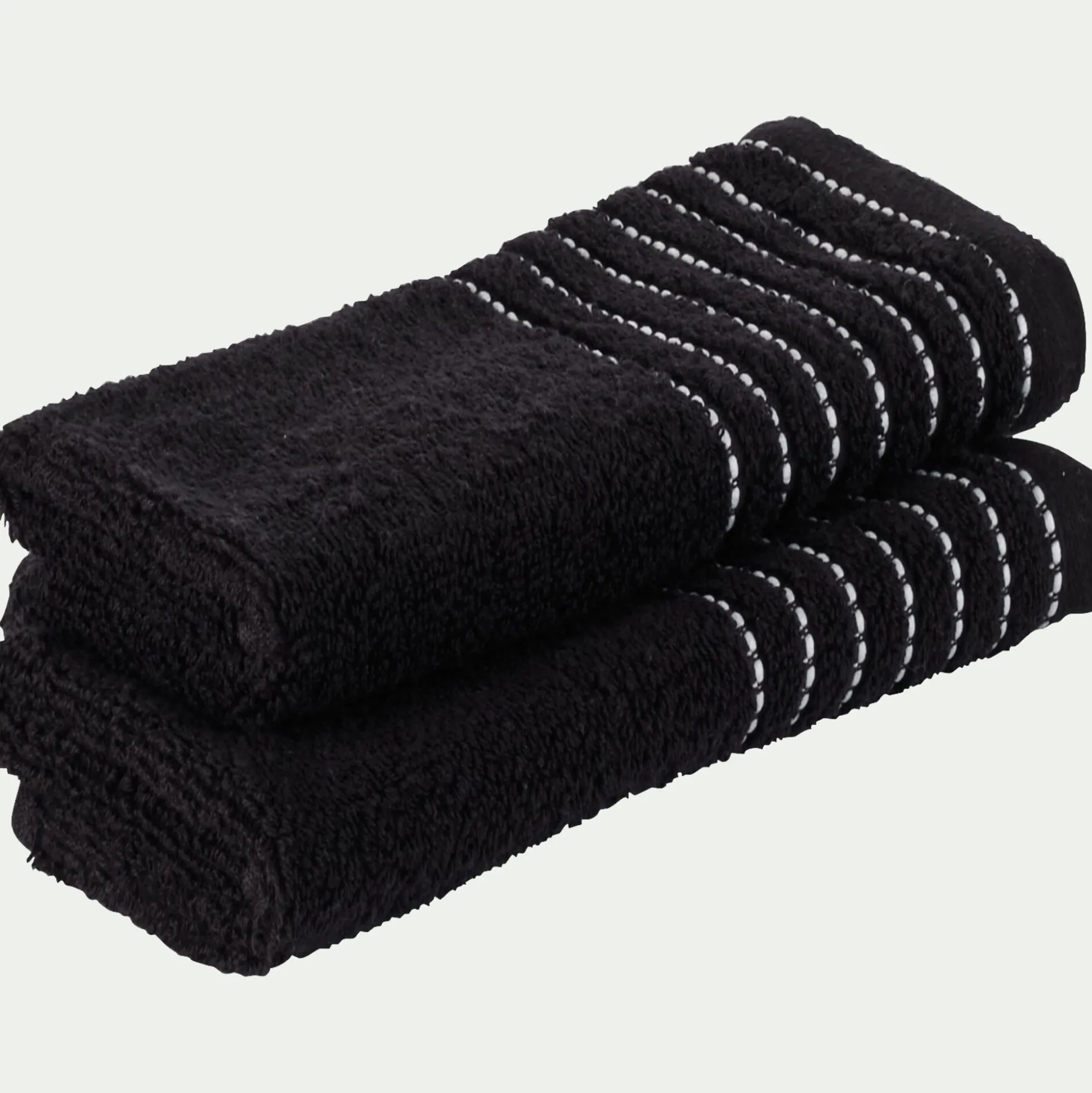 Lot de 2 serviettes invité en coton - noir 30x50cm