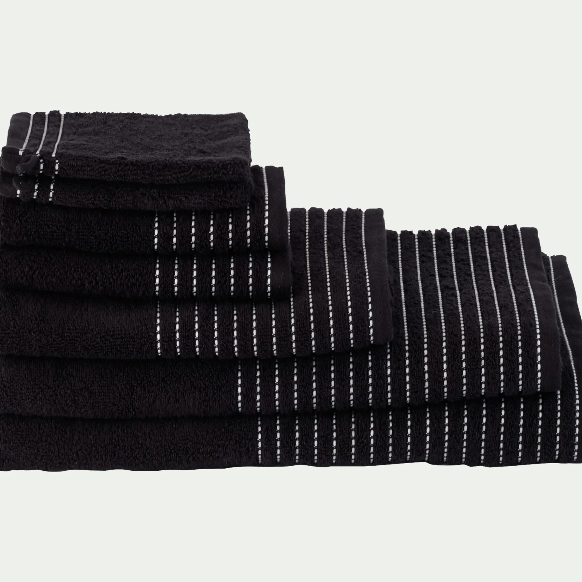 Lot de 2 serviettes invité en coton - noir 30x50cm