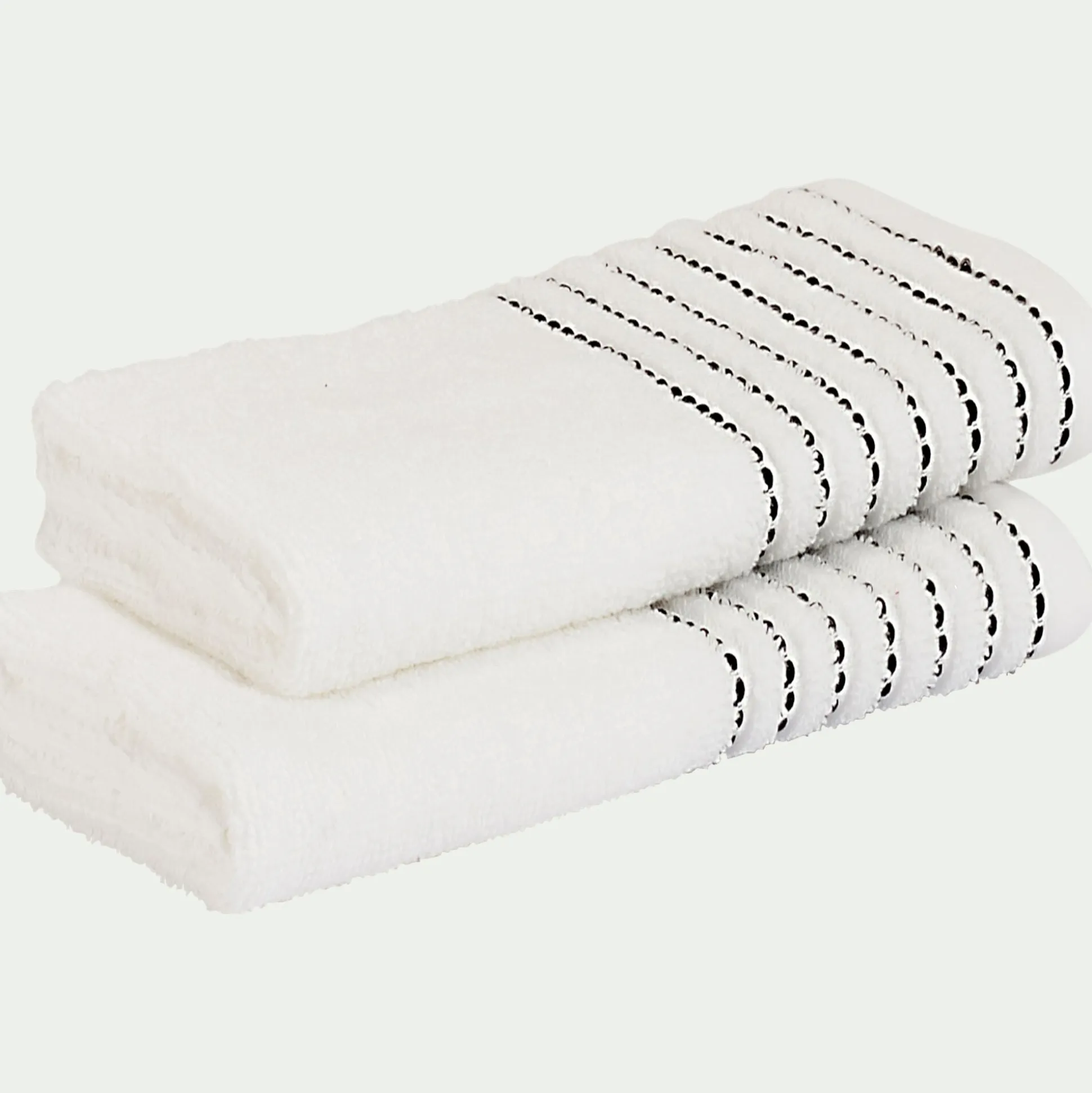 Lot de 2 serviettes invité en coton - blanc ventoux 30x50cm