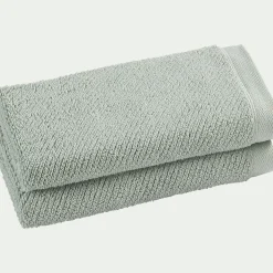 Lot de 2 serviettes invités en bouclettes de coton bio 30x50cm - vert olivier