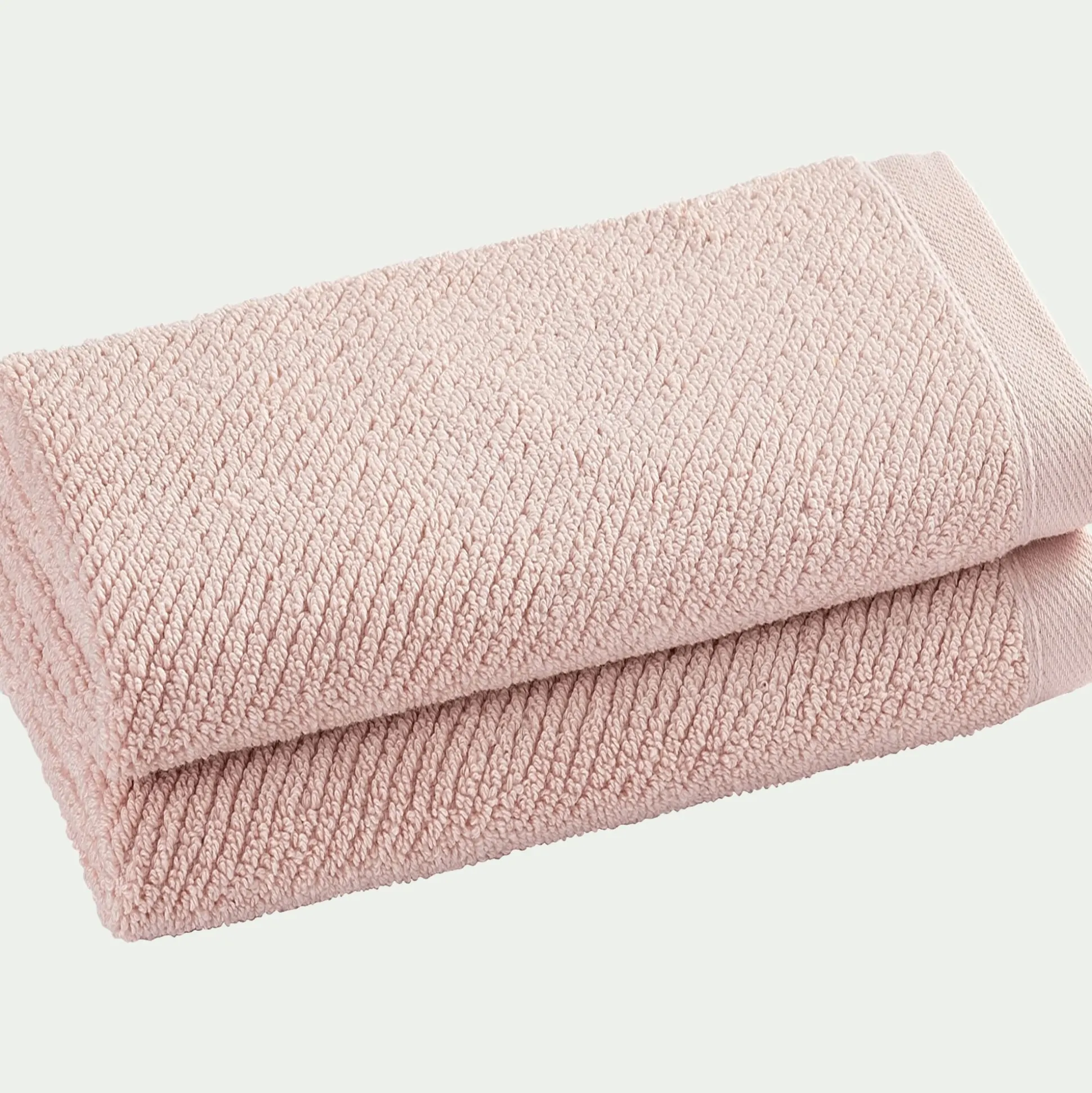 Lot de 2 serviettes invités en bouclettes de coton bio - rose rosa 30x50cm