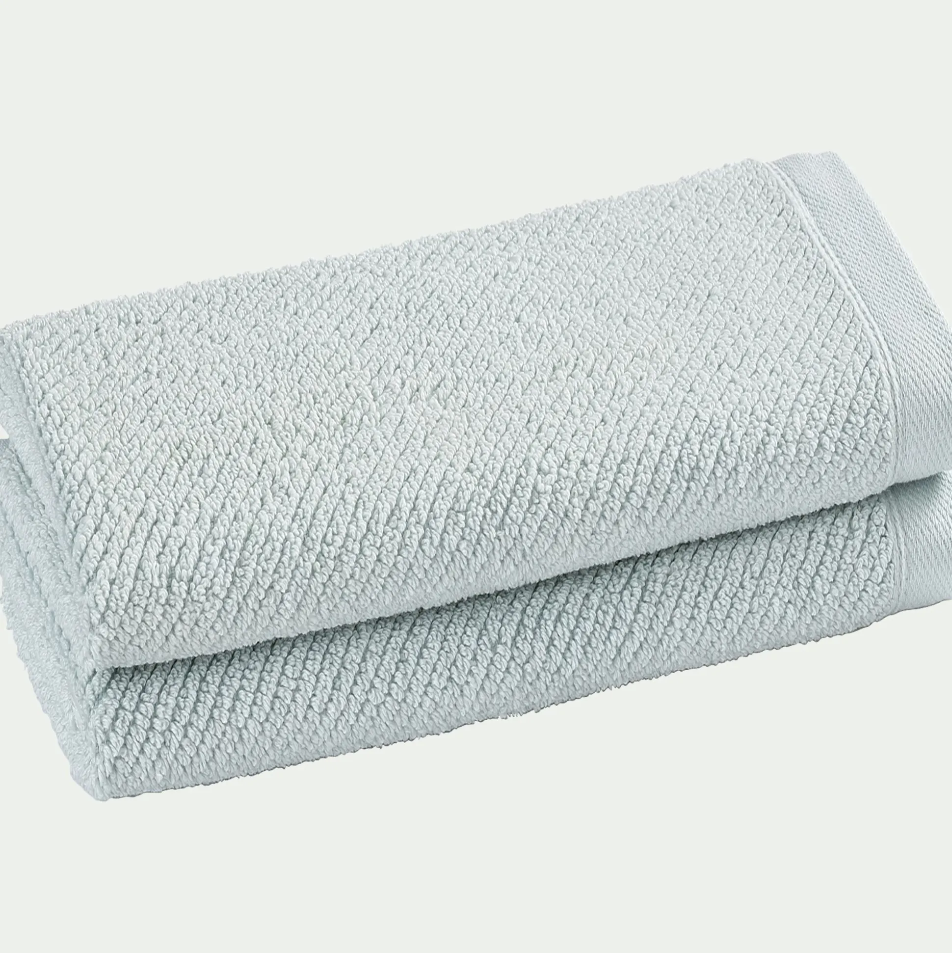 Lot de 2 serviettes invités en bouclettes de coton bio - bleu 30x50cm