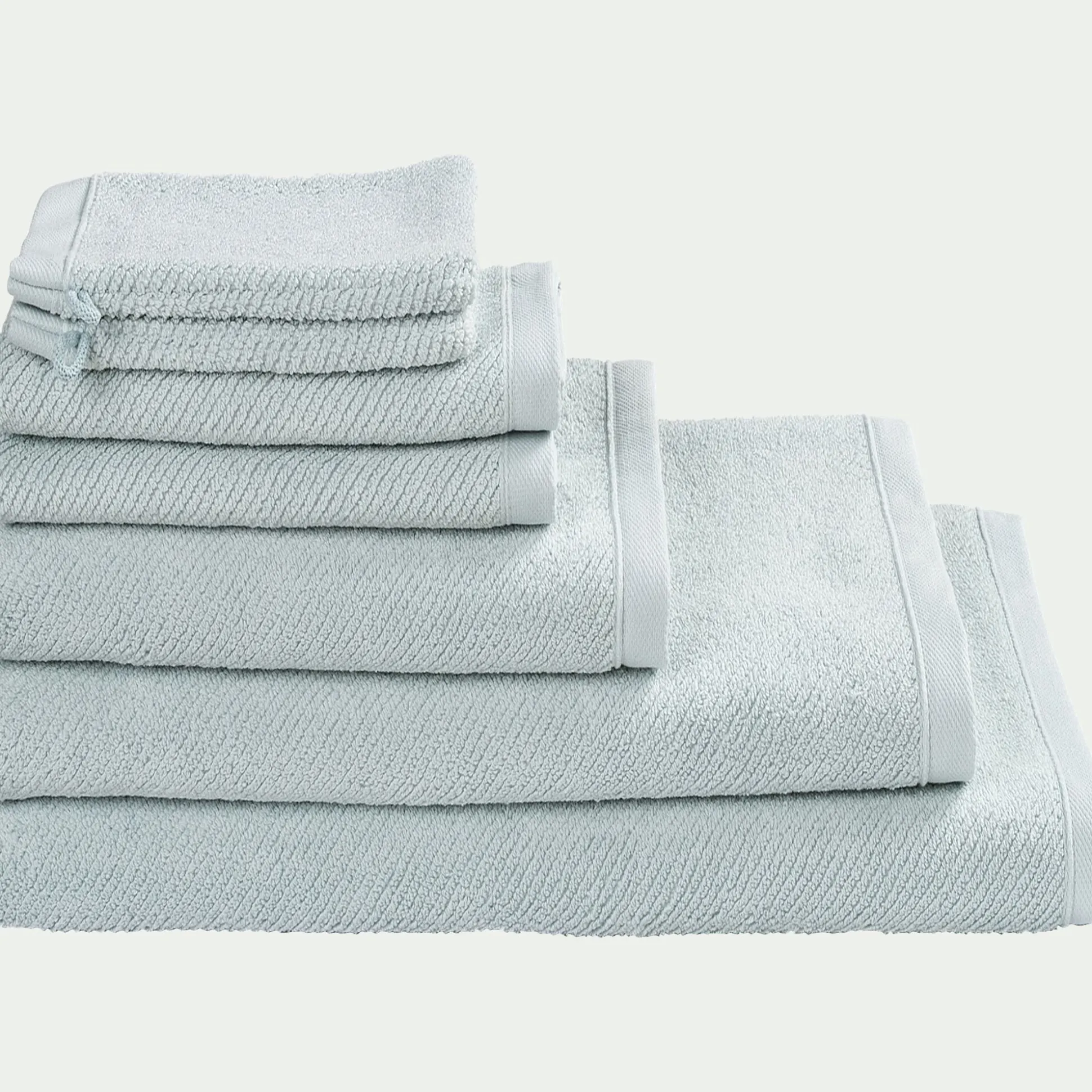 Lot de 2 serviettes invités en bouclettes de coton bio - bleu 30x50cm