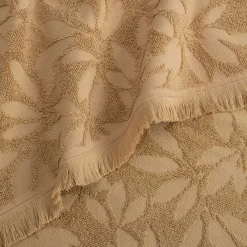 Lot de 2 serviettes invités en coton motif floral 30x50cm - beige sable