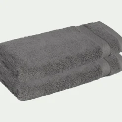 Lot de 2 serviettes invités en coton peigné - gris restanque 30x50cm