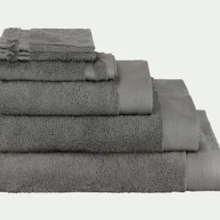 Lot de 2 serviettes invités en coton peigné - gris restanque 30x50cm