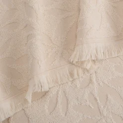 Lot de 2 serviettes invités en coton motif floral 30x50cm - blanc écru