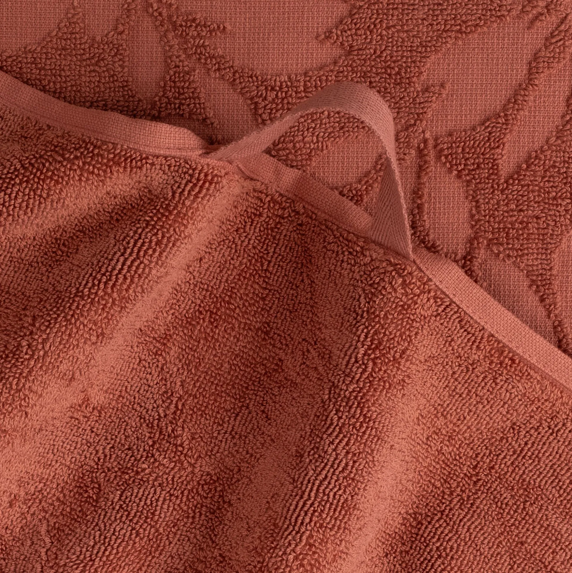 Lot de 2 serviettes invités en coton motif floral 30x50cm - rouge terracotta