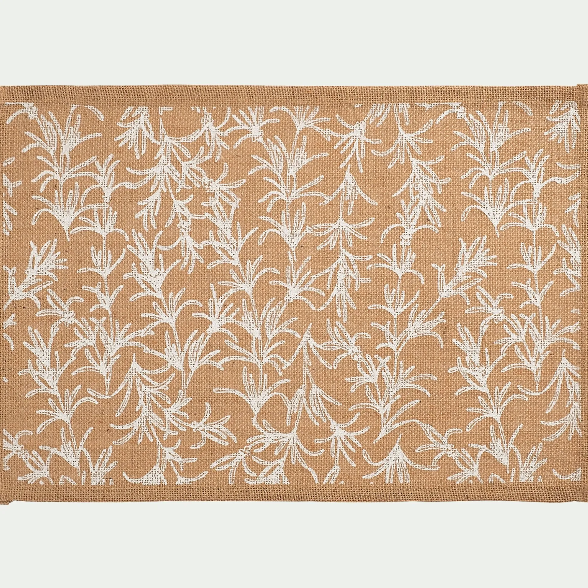 Lot de 4 sets de table motif romarin en jute 30x45cm - naturel