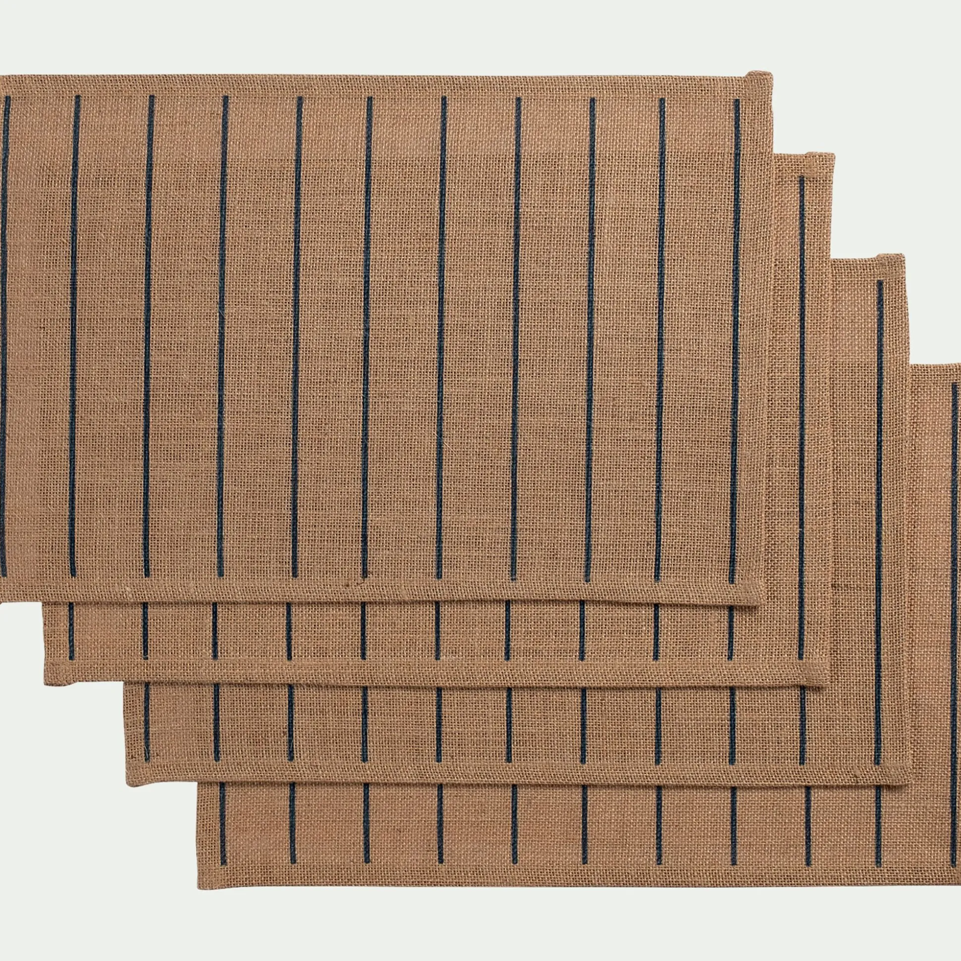 Lot de 4 sets de table à rayures en jute 30x45cm - bleu