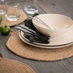 Lot de 4 sets de table ronds en jute - naturel D34cm