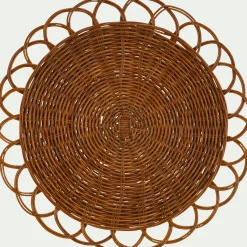 Lot de 2 sets de table ronds en rotin D38cm - naturel