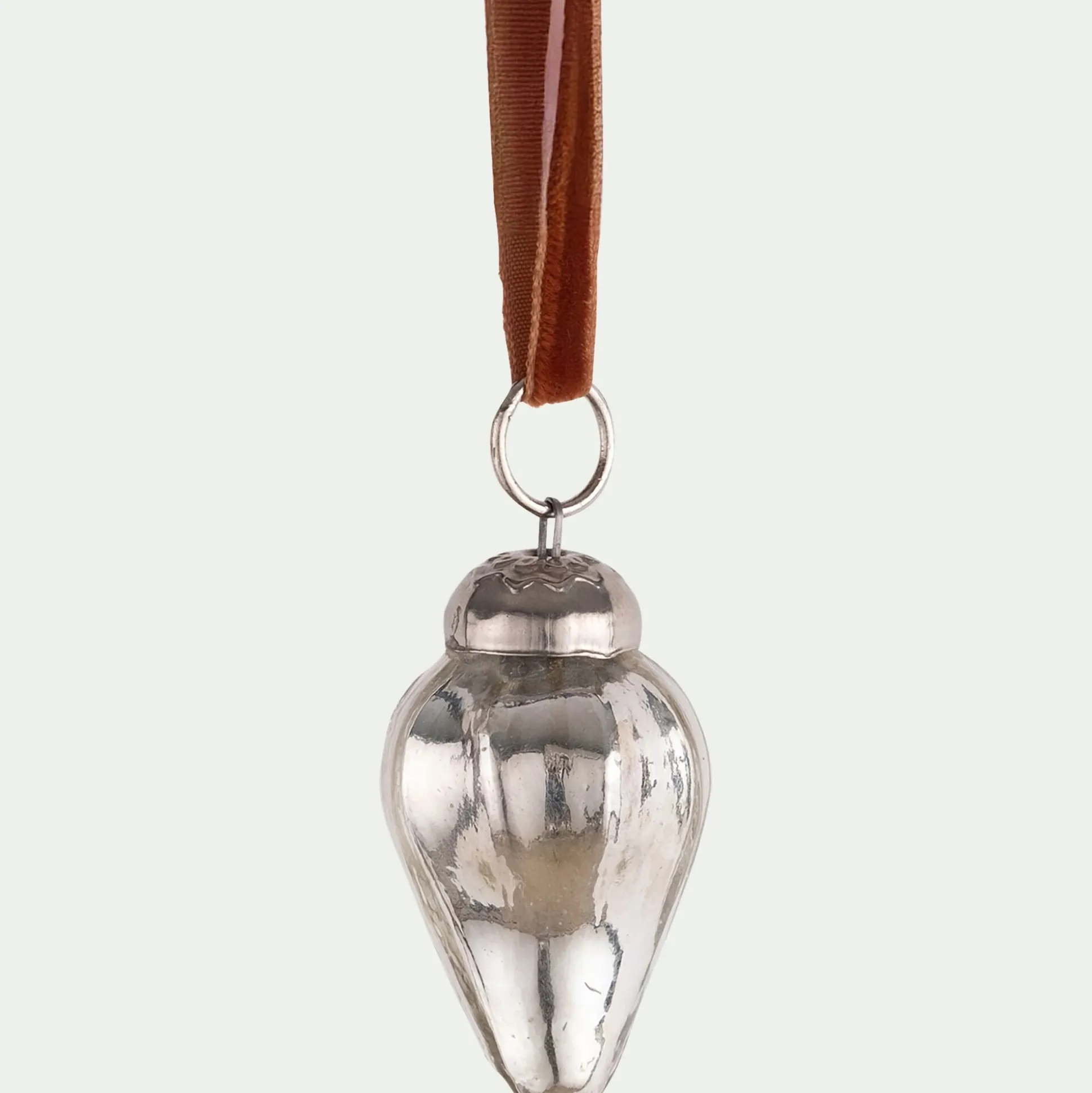 Lot de 6 suspensions goutte en verre H4cm - argenté
