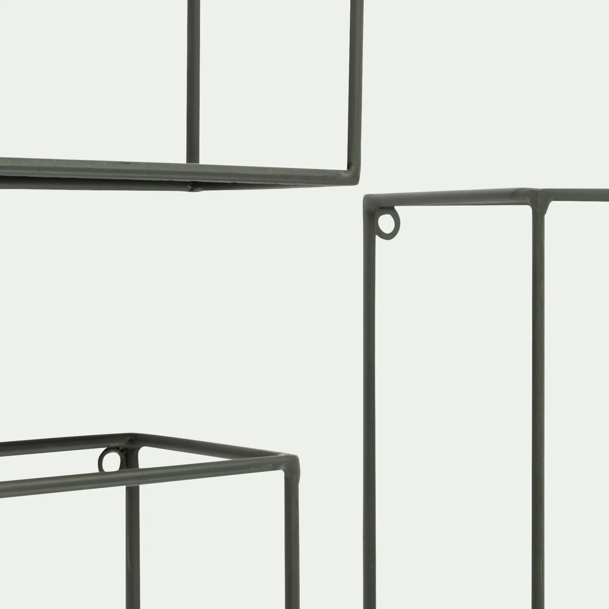 Lot de 3 étagères déco en fer - vert cèdre