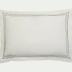 Lot de 2 taies d'oreiller en coton brodé 50x70cm - blanc ventoux