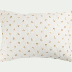 Lot de 2 taies d'oreiller en lin et coton 50x70cm avec motif argan - jaune