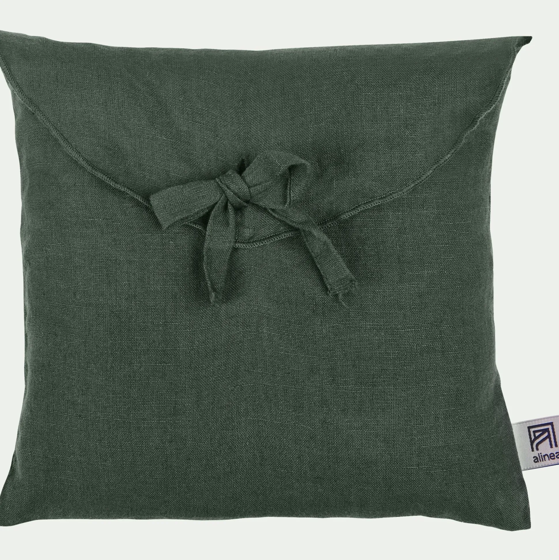 Lot de 2 taies d'oreiller en lin lavé - vert cèdre 50x70cm