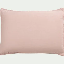 Lot de 2 taies d'oreiller en lin lavé - rose rosa 50x70cm