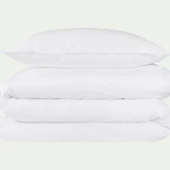 Lot de 2 taies d'oreiller en percale de coton - blanc 65x65cm