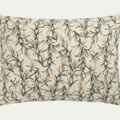 Lot de 2 taies d'oreiller en percale de coton 50x70cm - motifs romarin