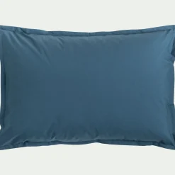 Lot de 2 taies d'oreiller en percale de coton - bleu figuerolles 50x70cm