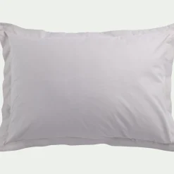 Lot de 2 taies d'oreiller en percale de coton 50x70cm - gris perle