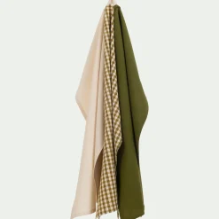 Lot de 3 torchons dépareillés en coton 50x70cm - vert