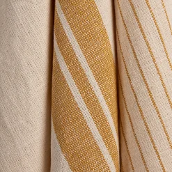 Lot de 3 torchons rayés en coton - beige et jaune 50x70cm