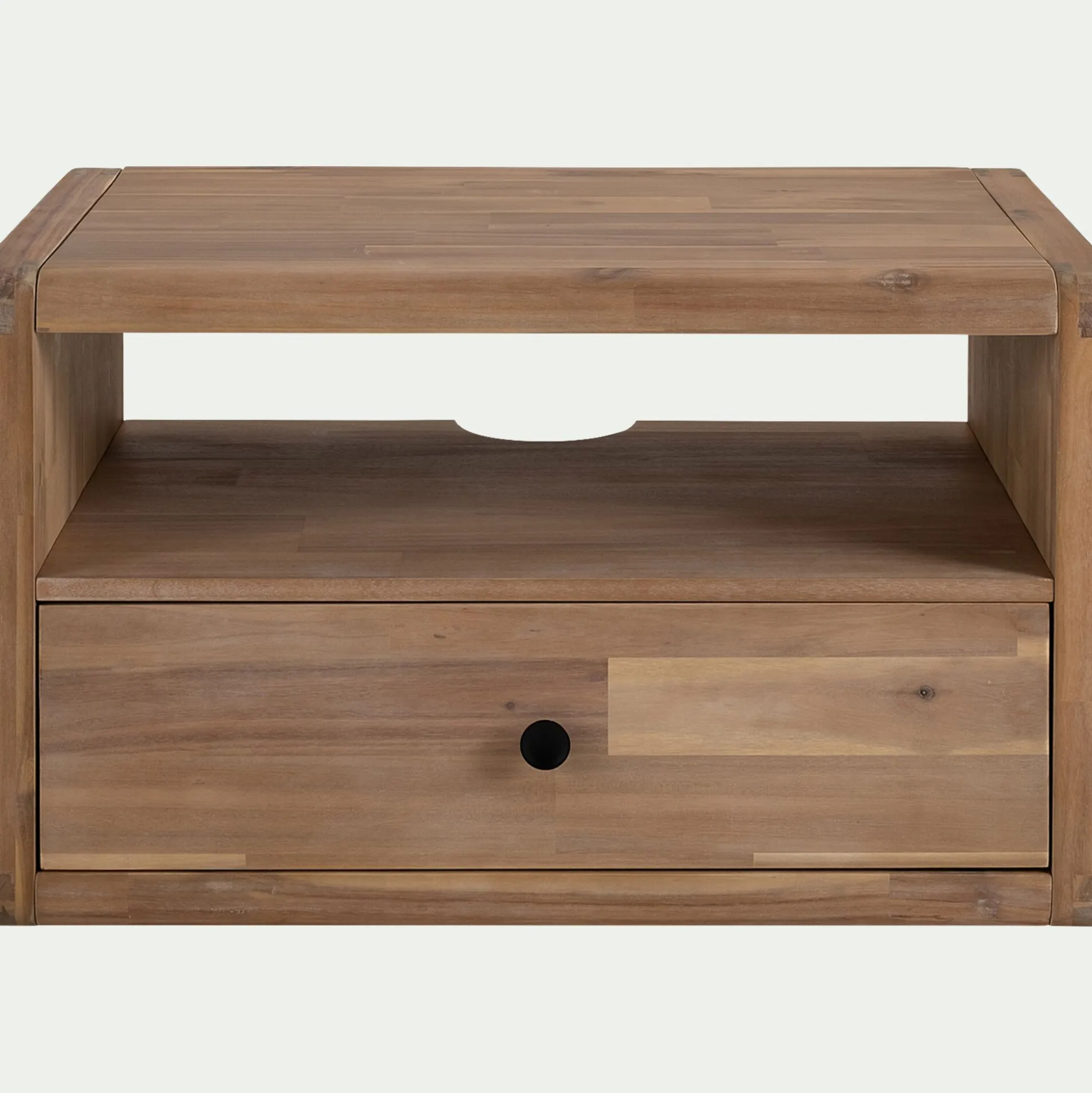 Meuble sous vasque simple mural en acacia L80cm - bois clair